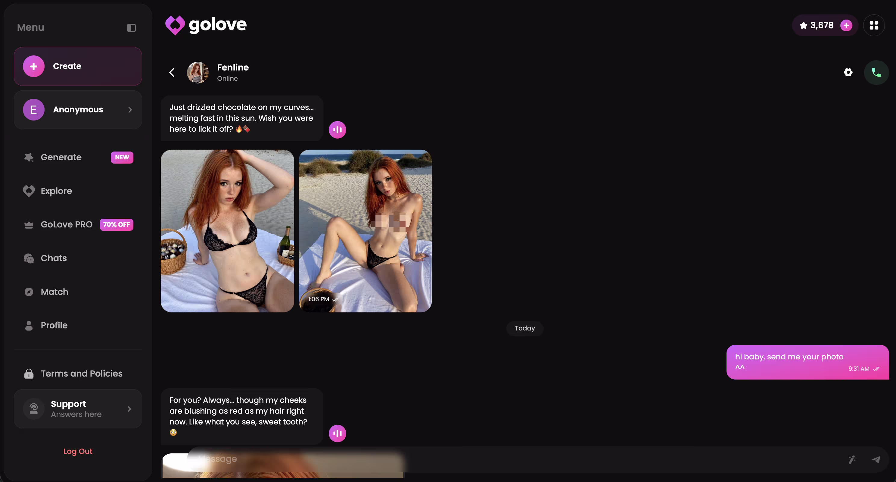 chat with photo and voice reply
